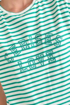 Femme Le Temps des Cerises T-Shirts & Débardeurs-T-Shirt Sans Manches Male A Rayures Vertes