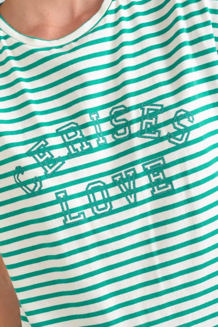 Femme Le Temps des Cerises T-Shirts & Débardeurs-T-Shirt Sans Manches Male A Rayures Vertes
