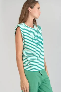 Femme Le Temps des Cerises T-Shirts & Débardeurs-T-Shirt Sans Manches Male A Rayures Vertes