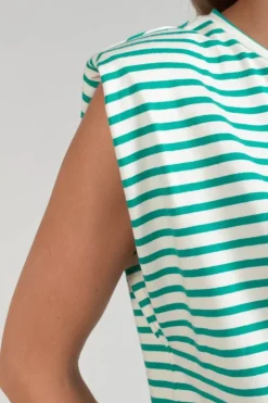 Femme Le Temps des Cerises T-Shirts & Débardeurs-T-Shirt Sans Manches Male A Rayures Vertes