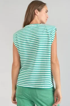 Femme Le Temps des Cerises T-Shirts & Débardeurs-T-Shirt Sans Manches Male A Rayures Vertes
