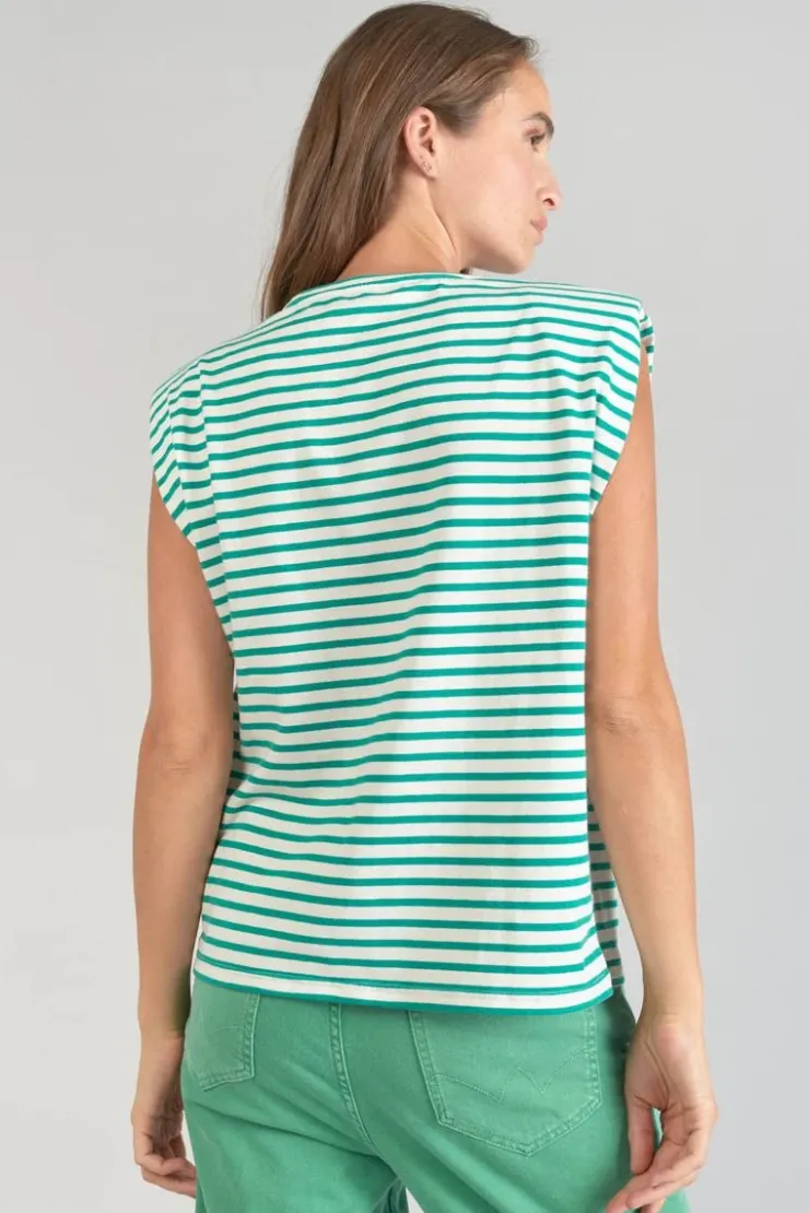 Femme Le Temps des Cerises T-Shirts & Débardeurs-T-Shirt Sans Manches Male A Rayures Vertes