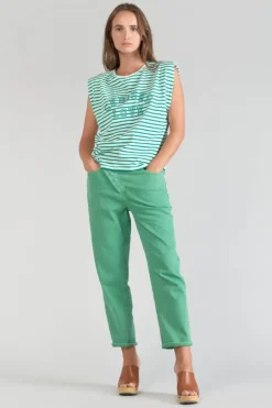 Femme Le Temps des Cerises T-Shirts & Débardeurs-T-Shirt Sans Manches Male A Rayures Vertes