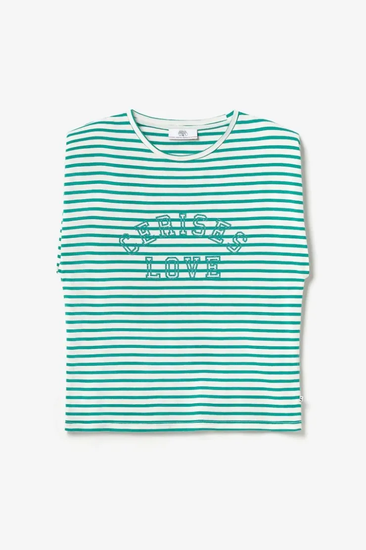 Femme Le Temps des Cerises T-Shirts & Débardeurs-T-Shirt Sans Manches Male A Rayures Vertes