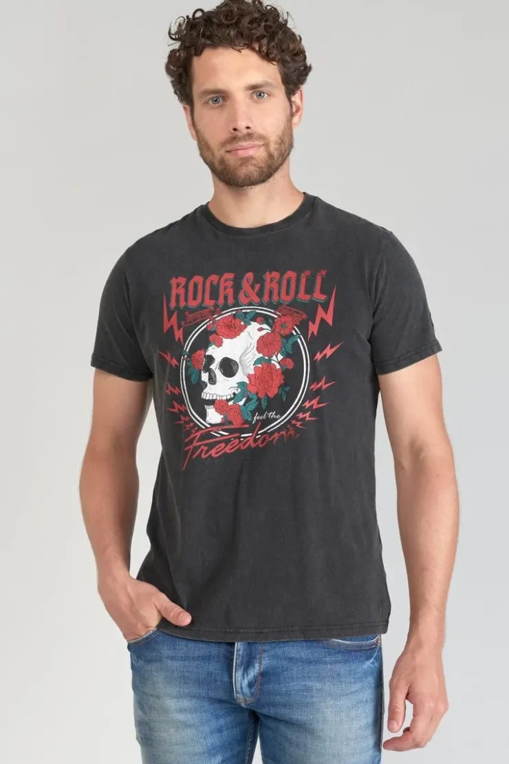 Homme Le Temps des Cerises T-Shirts & Polos-T-Shirt Stipe Gris Delave Imprime