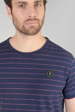 Homme Le Temps des Cerises T-Shirts & Polos-T-Shirt Velas Bleu Marine A Rayures