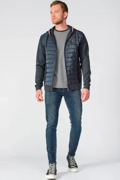 Homme Le Temps des Cerises Vestes & Manteaux-Veste Bi-Matiere Thol Bleu Marine