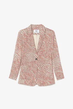 Femme Le Temps des Cerises Vestes & Blousons-Veste Blazer Mena A Motif Orange Et Noir