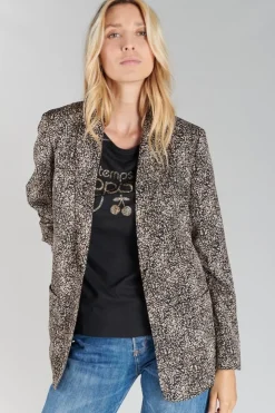 Femme Le Temps des Cerises Vestes & Blousons-Veste Blazer Talhia Noir A Motif