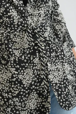 Femme Le Temps des Cerises Vestes & Blousons-Veste Blazer Urielle A Motif Fleuri Noir Et Blanc