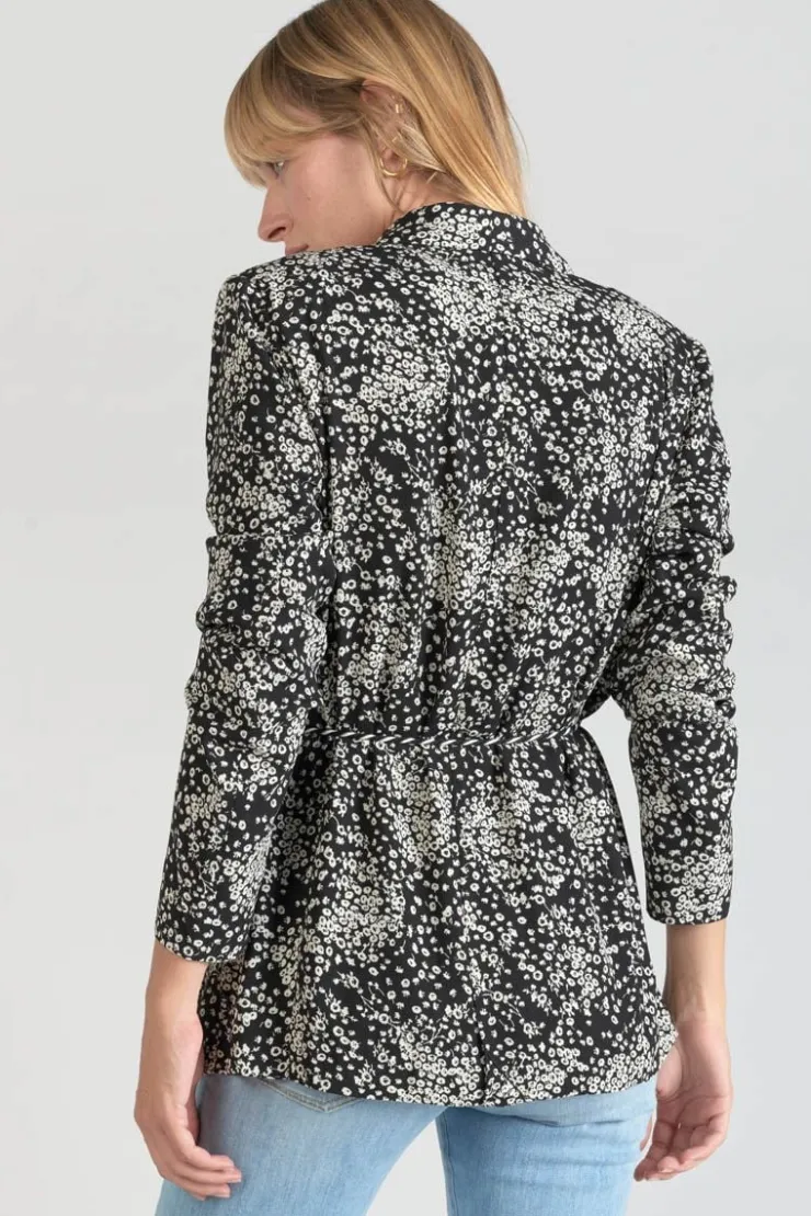 Femme Le Temps des Cerises Vestes & Blousons-Veste Blazer Urielle A Motif Fleuri Noir Et Blanc