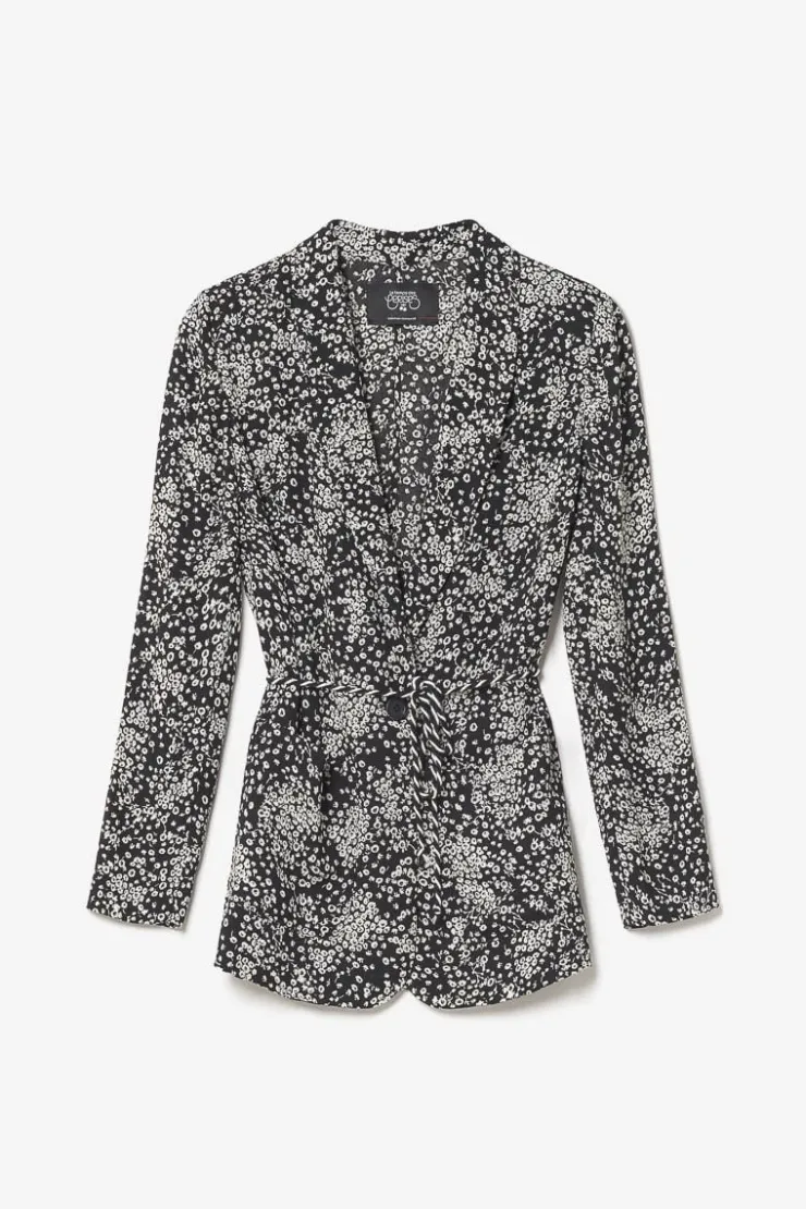 Femme Le Temps des Cerises Vestes & Blousons-Veste Blazer Urielle A Motif Fleuri Noir Et Blanc