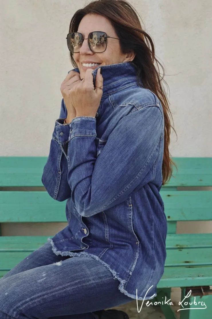 Femme Le Temps des Cerises Chemises Et Vestes-Veste En Jeans London Bleue By Veronika Loubry