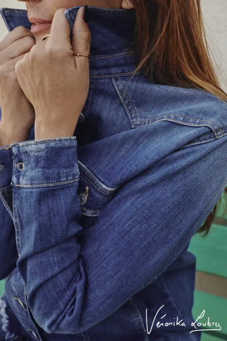 Femme Le Temps des Cerises Chemises Et Vestes-Veste En Jeans London Bleue By Veronika Loubry