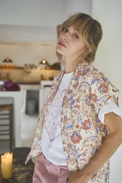 Femme Le Temps des Cerises Vestes & Blousons-Veste Sans Manches Kerman A Motif Cachemire