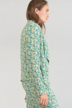 Femme Le Temps des Cerises Vestes & Blousons-Veste Tasha A Motif Fleuri Vert Et Bleu
