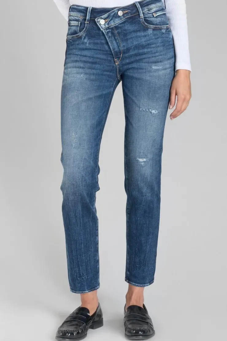 Femme Le Temps des Cerises Coupe Regular-Zep Pulp Regular Taille Haute 7/8Eme Jeans Destroy Bleu N°2