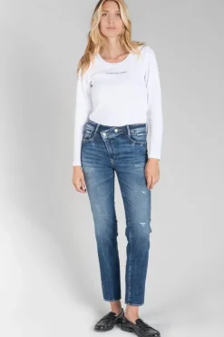 Femme Le Temps des Cerises Coupe Regular-Zep Pulp Regular Taille Haute 7/8Eme Jeans Destroy Bleu N°2