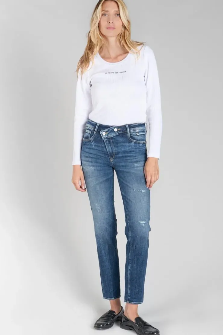 Femme Le Temps des Cerises Coupe Regular-Zep Pulp Regular Taille Haute 7/8Eme Jeans Destroy Bleu N°2