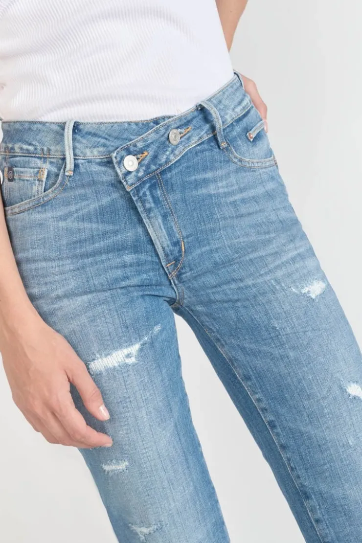 Femme Le Temps des Cerises Coupe Regular-Zep Pulp Regular Taille Haute 7/8Eme Jeans Destroy Bleu N°4