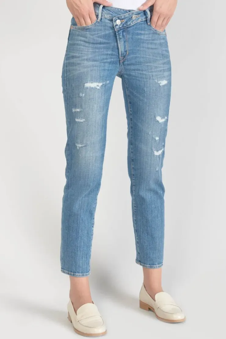 Femme Le Temps des Cerises Coupe Regular-Zep Pulp Regular Taille Haute 7/8Eme Jeans Destroy Bleu N°4